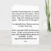 David Adomah als "das Afrikan " Karte (Rückseite)