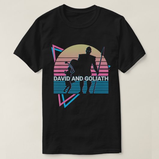 David and Goliath Christlich Christianity Retro T- T-Shirt (Design vorne)