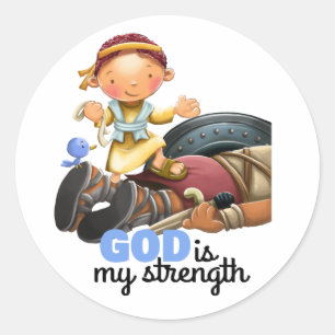 David and Goliath kids Bibelsticker Seite Runder Aufkleber