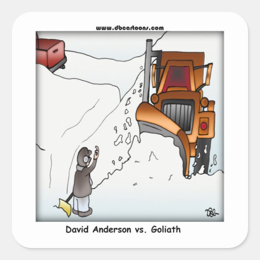 David Anderson vs. Goliath Quadratischer Aufkleber (Vorderseite)