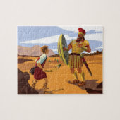 David bereitet sich darauf vor, Goliath mit einem Puzzle (Horizontal)