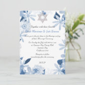 David Blumen-Chuppah Jüdische Hochzeit Einladung (Stehend Vorderseite)