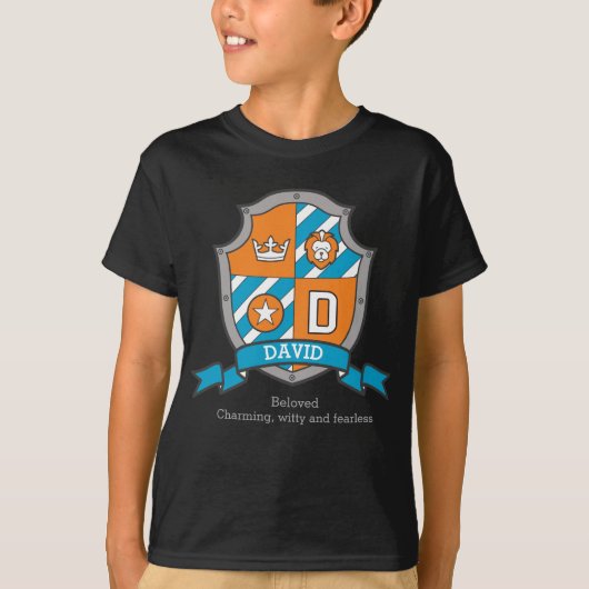 David Boys D name & meint Ritter Schild T-Shirt (Vorderseite)