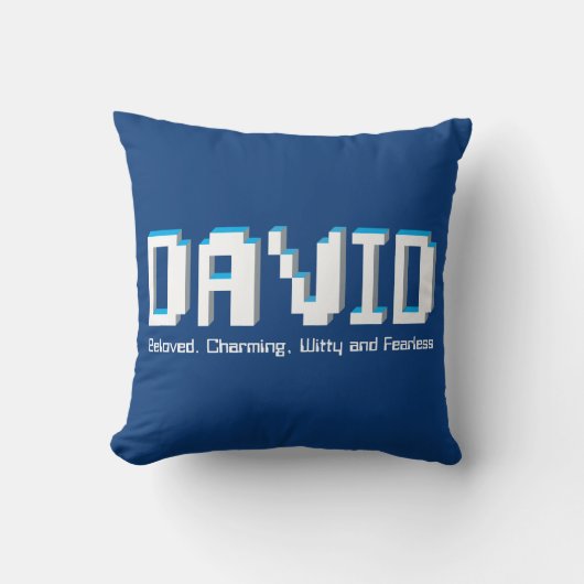 David Boys nennt blauen Pixel Text-Gamer Kissen (Vorderseite)