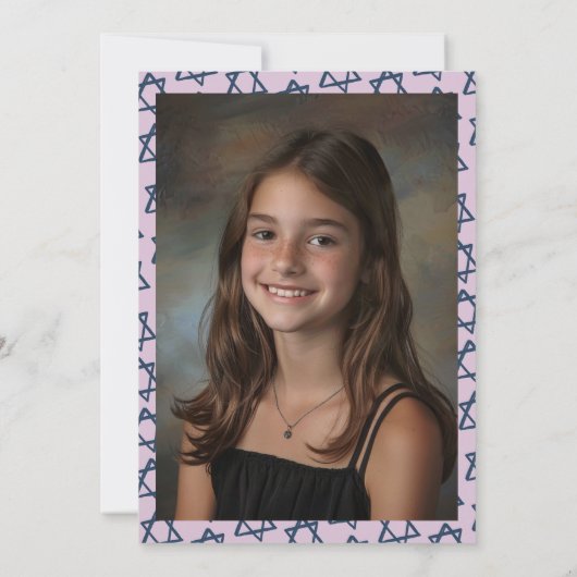 David Custom Foto B'nai Bat Bar Mitzvah Einladung (Rückseite)