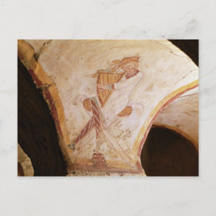 David, der auf der Harfe spielt Postkarte