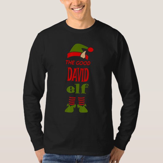 DAVID Elf Good Christmas Matching Pajama Party T-Shirt (Vorderseite)