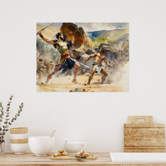 David Fights Mighty Goliath Poster (Küche)