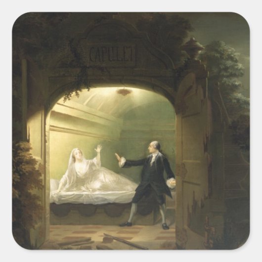 David Garrick (1717-79) und George Anne Bellamy ( Quadratischer Aufkleber (Vorderseite)