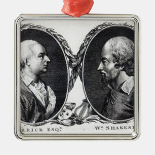 David Garrick und Shakespeare Silbernes Ornament