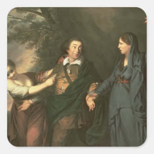 David Garrick zwischen den Musen der Tragödie Quadratischer Aufkleber