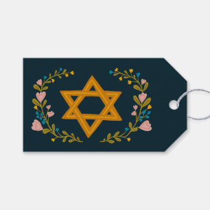 David Hand gezeichnet Floral Hanukkah Custom Geschenkanhänger