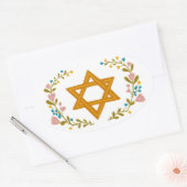 David Hand gezeichnet floraler jüdischer Zoll Ovaler Aufkleber (Umschlag)