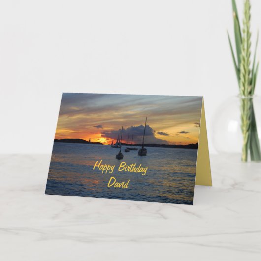David Happy Birthday Sailboats bei Sunset Karte (Vorderseite)
