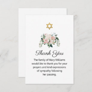 David Jewish Floral Funeral Dankeskarte
