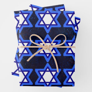 David Jewish Holiday Blue White Geschenkpapier Set