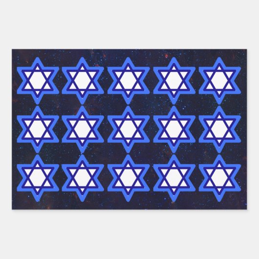 David Jewish Holiday Blue White Geschenkpapier Set (Vorderseite)