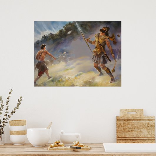 David kämpft gegen Goliath Poster (Küche)