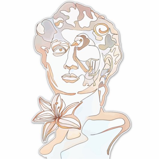 David - Line Zeichn des Menschen - Essense of Line Aufkleber (Vorderseite)