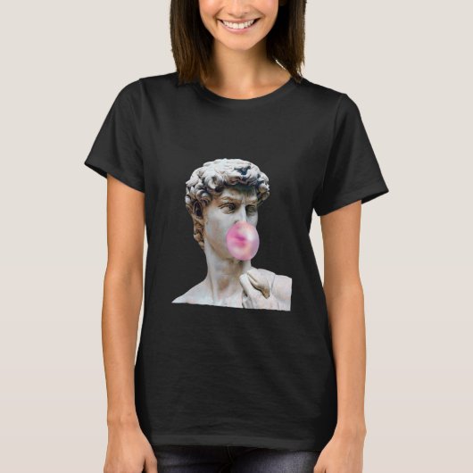 David Michelangelo mit Bubblegum Statue Art Man W T-Shirt (Vorderseite)