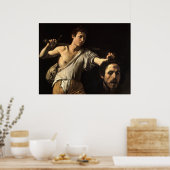 David mit dem Leiter von Goliath, Caravaggio Poster (Küche)