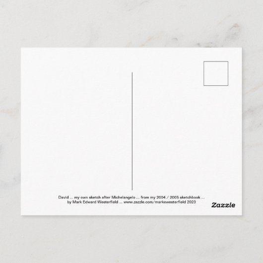 David nach Michelangelo .. 2004 / 2005 sketchbook Postkarte (Rückseite)