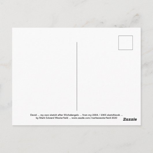 David nach Michelangelo .. Skizze 2004/2005 Postkarte (Rückseite)