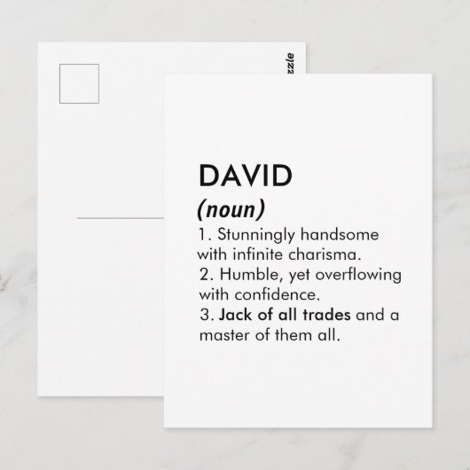 David name, Editable name, Custom name Postkarte (Vorne/Hinten)