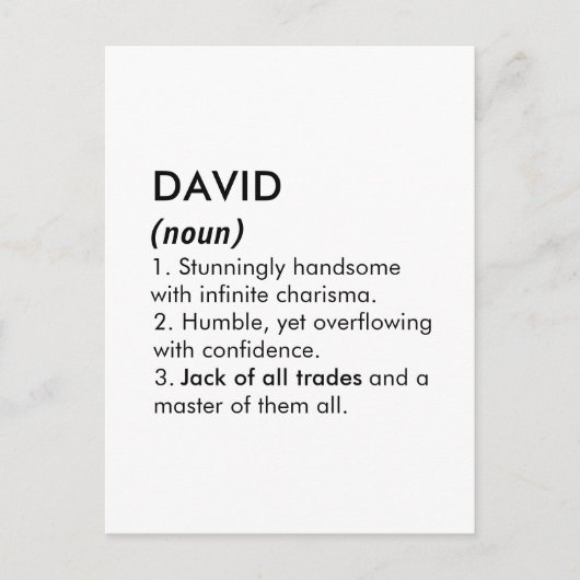 David name, Editable name, Custom name Postkarte (Vorderseite)