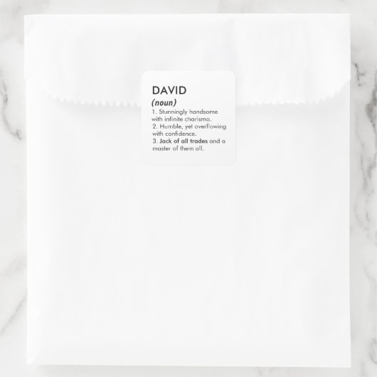 David name, Editable name, Custom name Quadratischer Aufkleber (Tasche)