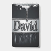 David Name In Flüssigmetall Chrom Ausweis (Vorderseite)
