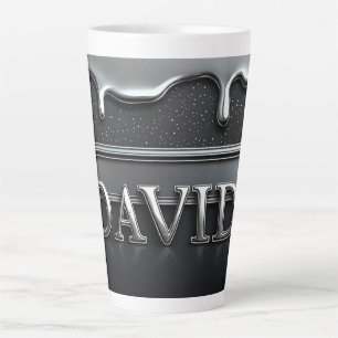 David Name In Flüssigmetall Chrom Milchtasse