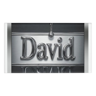 David Name In Flüssigmetall Chrom Namenschild