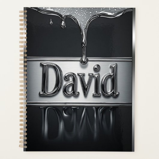 David Name In Flüssigmetall Chrom Planer (Vorderseite)