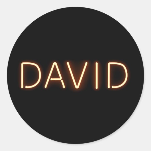David Name in Glows Neon Lights Runder Aufkleber (Vorderseite)