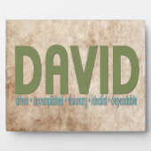 { David } Name Meaning Plaque Fotoplatte (Vorderseite)