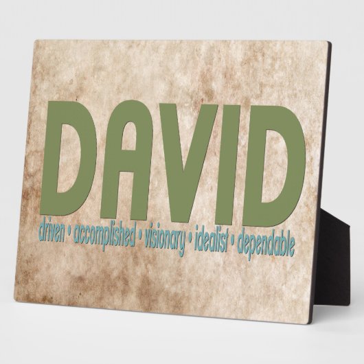 { David } Name Meaning Plaque Fotoplatte (Seite)
