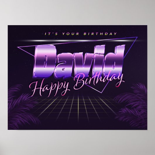David Name Vorname lila retro Poster Geburtstag (Vorne)