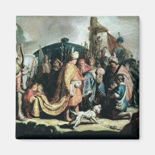 David Offering der Leiter von Goliath an König Sau Magnet