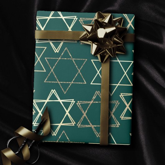 David Pattern | Moderne Gold auf Grün Geschenkpapier