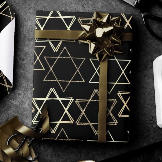 David Pattern | Modernes Gold in Schwarz Geschenkpapier