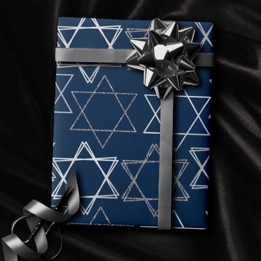 David Pattern | Navy Blue und Silver Geschenkpapier