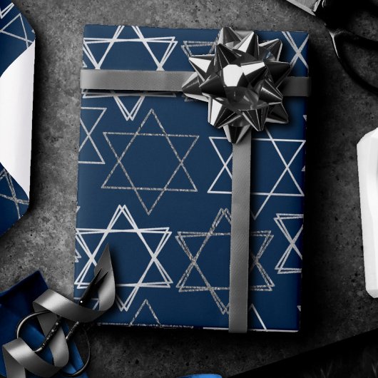 David Pattern | Navy Blue und Silver Geschenkpapier