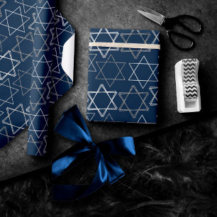 David Pattern   Navy Blue und Silver Geschenkpapier