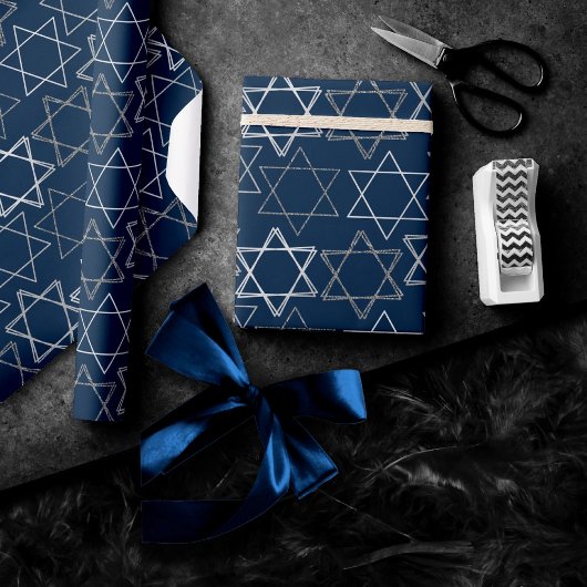 David Pattern | Navy Blue und Silver Geschenkpapier
