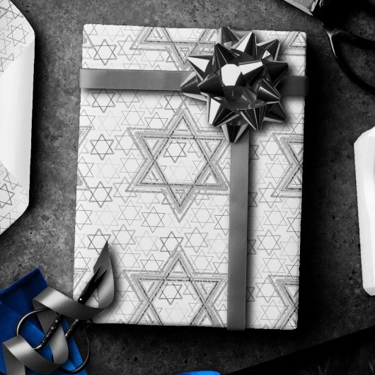 David Pattern | Silber und Weiß Geschenkpapier