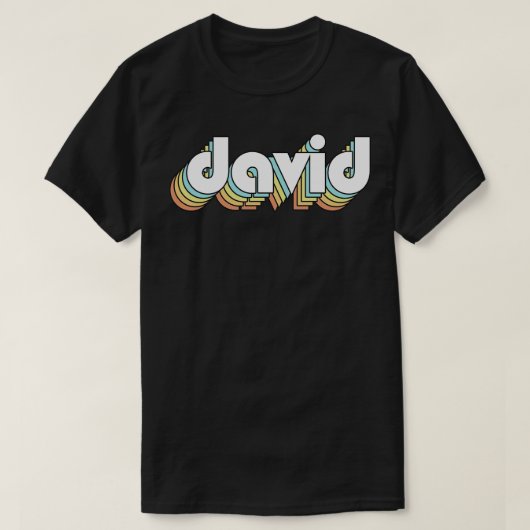 David Retro Rainbow Typografie Faded Style T-Shirt (Design vorne)