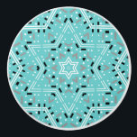 David Star | Abstraktes Schubfach Keramikknauf<br><div class="desc">Dekorative Schublade oder Schrank Drehknopf mit einem abstrakten Star of David Design in den Farben Aqua,  Weiß,  Silber Grau und Schwarz. Ein originelles Design von Susan Silva / 369Mandala.</div>