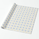 David Star | Blaugelbes Muster Geschenkpapier<br><div class="desc">Jüdischer Feiertag Star von David Geschenkpapier. Matchkarten,  Briefmarke und andere Produkte</div>
