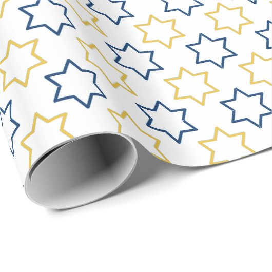 David Star | Blaugelbes Muster Geschenkpapier (Rolleneckpunkt)